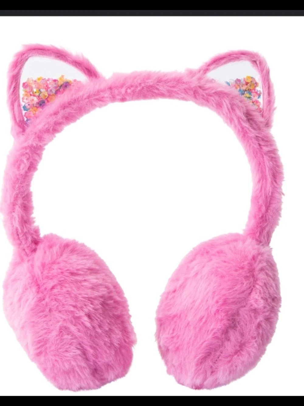 Pink Faux Fur Earmuffs Bluetooth Wireless Headphones with Microphone